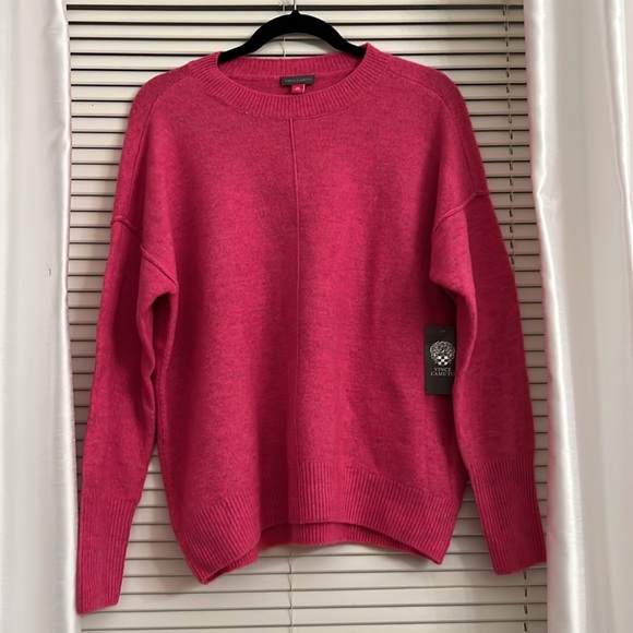 Vince Camuto Women's Medium Long Sleeve Crewneck Hot Pink Soft Pullover Sweater - Picture 4 of 4